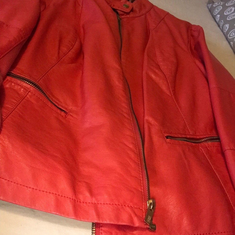 ORANGE BLACK RIVET LAMB SKIN JACKET Size 1X